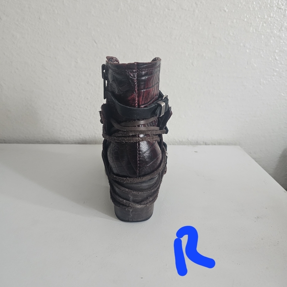 Freebird by Steven Burgundy Leather Ankle Boots Crue - Picture 9 of 16